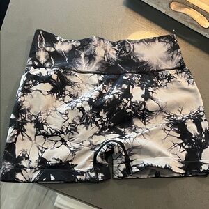 Women's Black and White Tie-Dye Shorts
